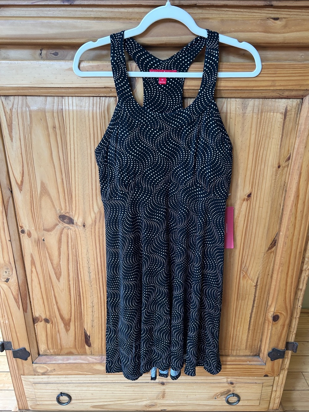 Krimson Klover Black/White Dot Swirl Racerback Dress NWT Fit and Flare Mini